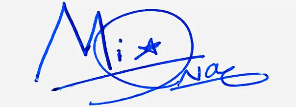 Mina handwritten signature designer handwritten signature example in blue ink