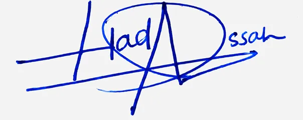 Hadassah handwritten signature designer handwritten signature example in blue ink