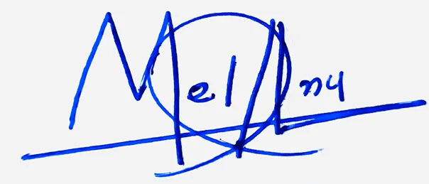 Melany handwritten signature designer handwritten signature example in blue ink