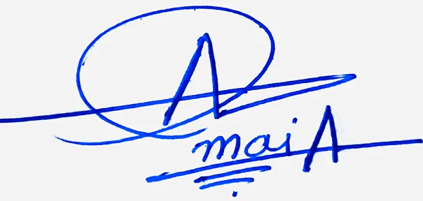 Amaia handwritten signature designer handwritten signature example in blue ink