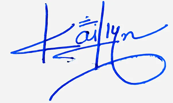 Kaitlyn handwritten signature designer handwritten signature example in blue ink