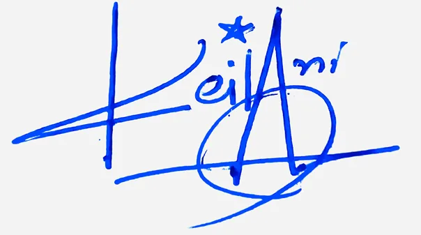 Keilani handwritten signature designer handwritten signature example in blue ink