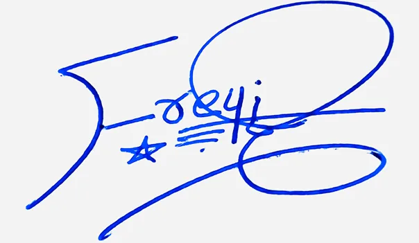 Freyja handwritten signature designer handwritten signature example in blue ink