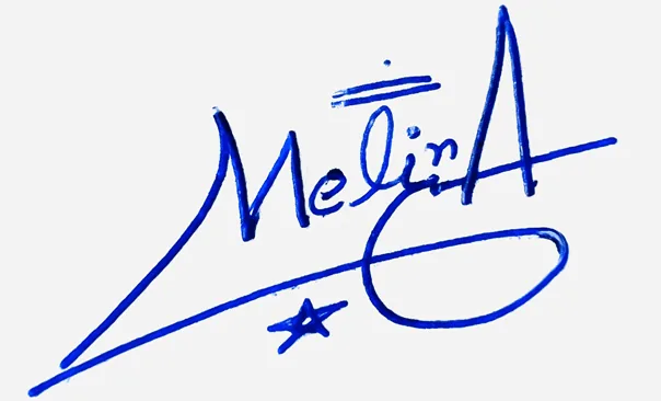 Melina handwritten signature designer handwritten signature example in blue ink
