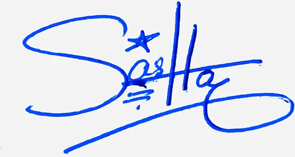 Sasha handwritten signature designer handwritten signature example in blue ink