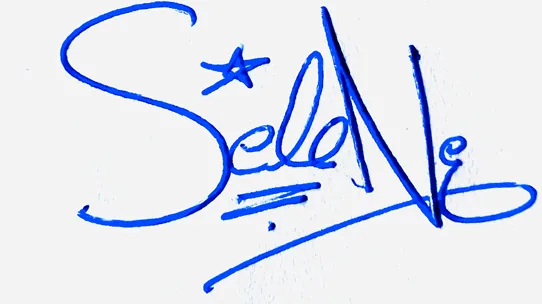 Selene professional signature ideas handwritten signature example in blue ink