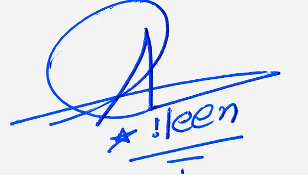 Aileen good signature style handwritten signature example in blue ink