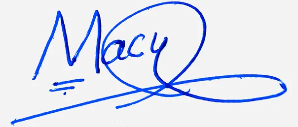 Macy good signature style handwritten signature example in blue ink