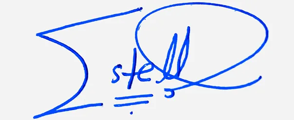 Estelle good signature style handwritten signature example in blue ink