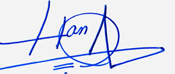 Hana good signature style handwritten signature example in blue ink