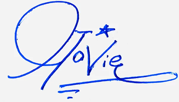 Jovie good signature style handwritten signature example in blue ink