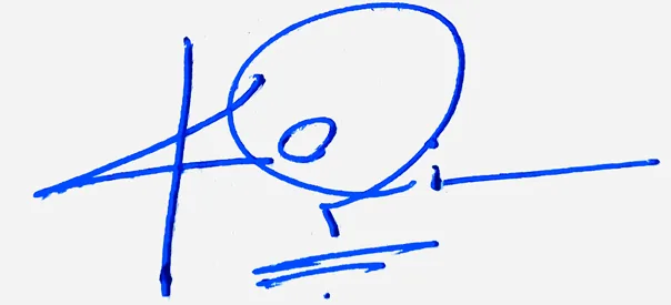 Kori good signature style handwritten signature example in blue ink