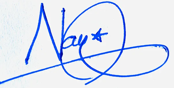Naya good signature style handwritten signature example in blue ink