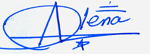Alena good signature style handwritten signature example in blue ink