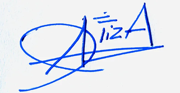 Aliza good signature style handwritten signature example in blue ink