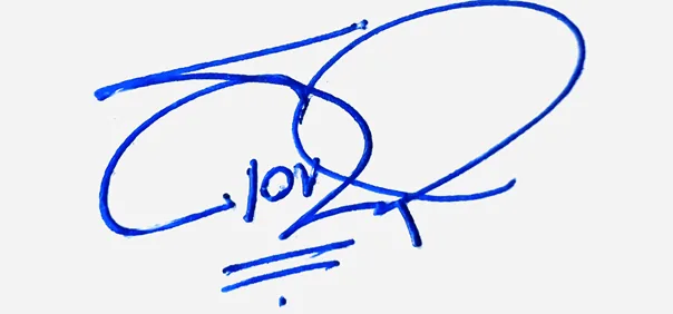 Clover good signature style handwritten signature example in blue ink