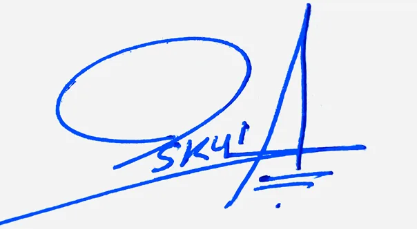 Skyla good signature style handwritten signature example in blue ink