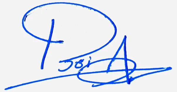 Bria good signature style handwritten signature example in blue ink