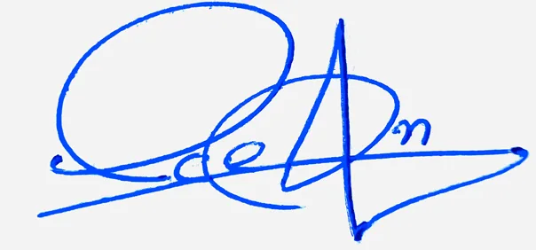 Ocean good signature style handwritten signature example in blue ink