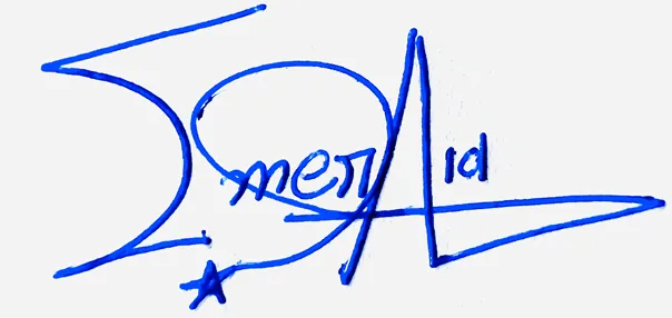 Emerald signature for my name handwritten signature example in blue ink
