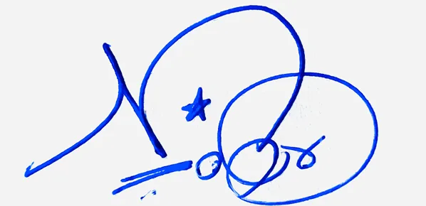 Noor signature for my name handwritten signature example in blue ink