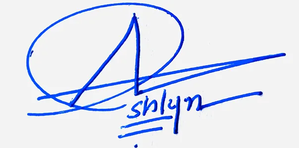 Ashlyn signature for my name handwritten signature example in blue ink