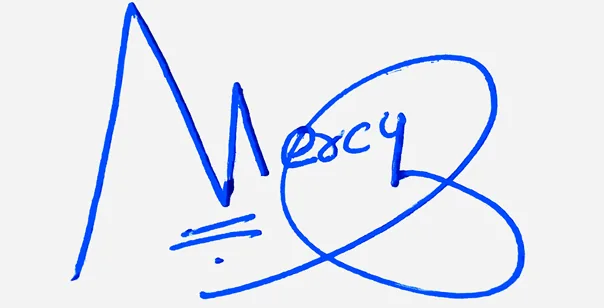 Mercy signature for my name handwritten signature example in blue ink