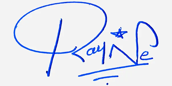 Rayne signature for my name handwritten signature example in blue ink