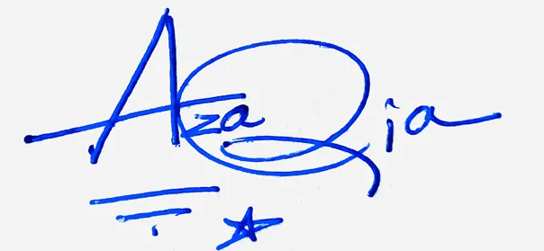 Azaria signature design for my name handwritten signature example in blue ink