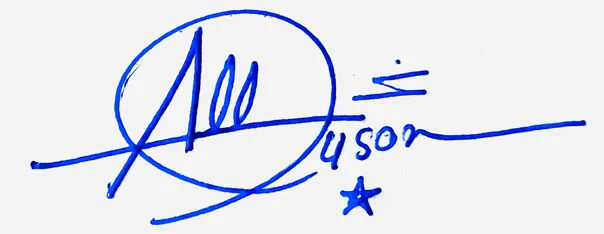 Allyson signature design for my name handwritten signature example in blue ink