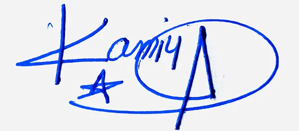 Kamiyah signature design for my name handwritten signature example in blue ink