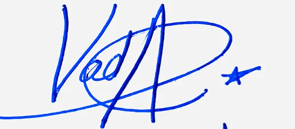 Vada signature design for my name handwritten signature example in blue ink