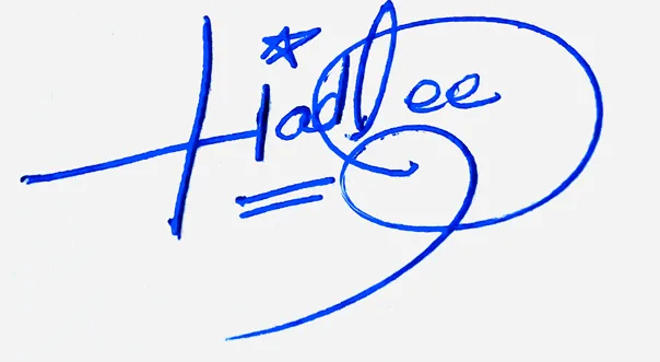 Hadlee signature design for my name handwritten signature example in blue ink