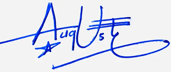 August signature design for my name handwritten signature example in blue ink