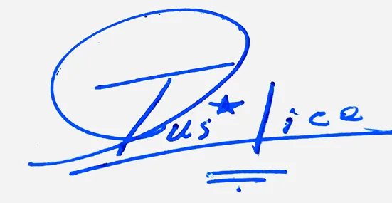 Justice signature design for my name handwritten signature example in blue ink