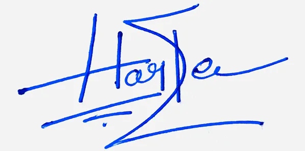 Harlee cute signature ideas handwritten signature example in blue ink