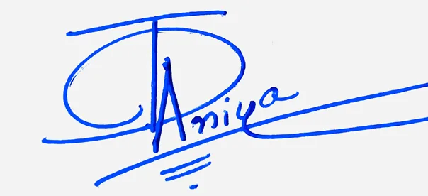 Janiyah cute signature ideas handwritten signature example in blue ink
