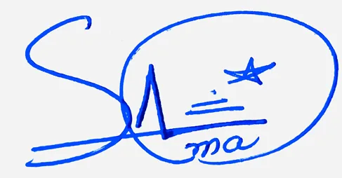 Salma cute signature ideas handwritten signature example in blue ink