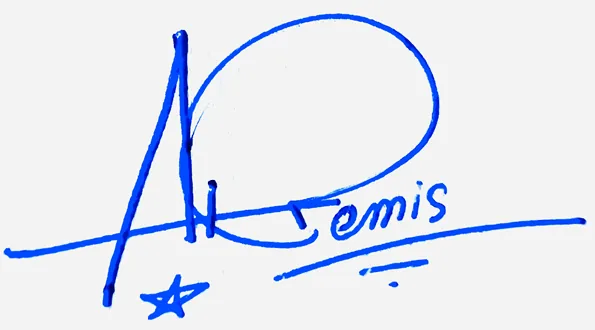 Artemis cute signature ideas handwritten signature example in blue ink