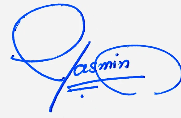 Yasmin cute signature ideas handwritten signature example in blue ink