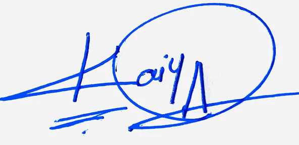 Kaiya cute signature ideas handwritten signature example in blue ink