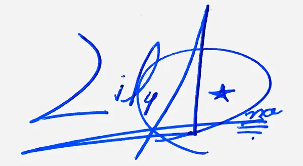Lilyana cute signature ideas handwritten signature example in blue ink