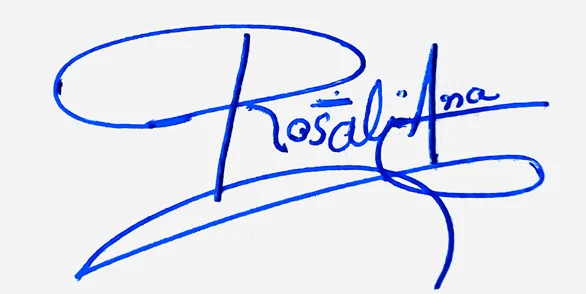 Rosalina simple signature ideas handwritten signature example in blue ink
