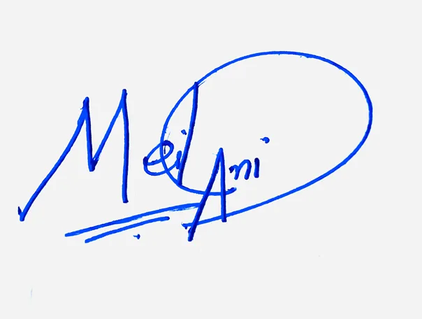 Meilani simple signature ideas handwritten signature example in blue ink