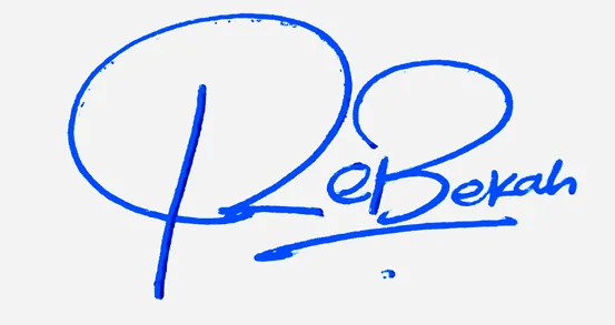 Rebekah simple signature ideas handwritten signature example in blue ink