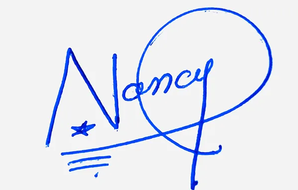 Nancy create signature online free handwritten signature example in blue ink