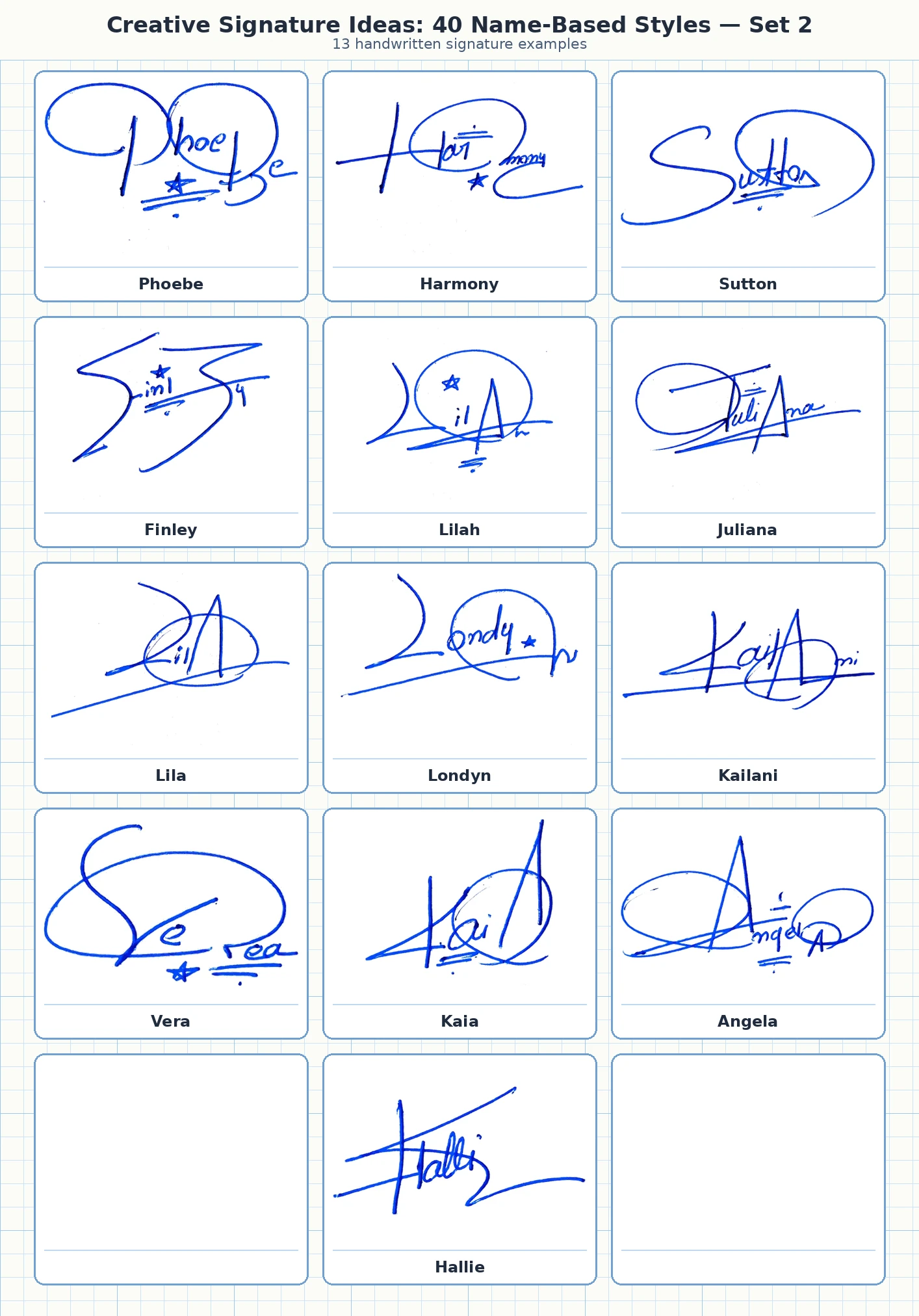 13 creative signature ideas for Phoebe, Harmony, Sutton, Finley and more names