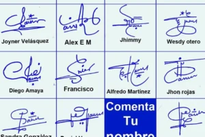 Collage of 19 handwritten examples used to explain how to create a signature