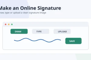 Illustration of draw, type and upload options for making an online signature
