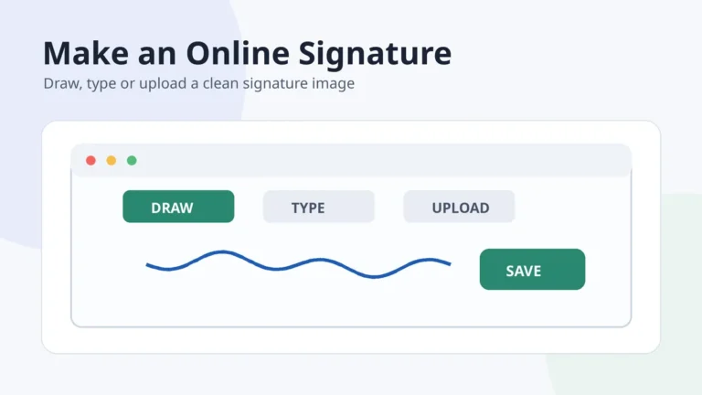 Illustration of draw, type and upload options for making an online signature